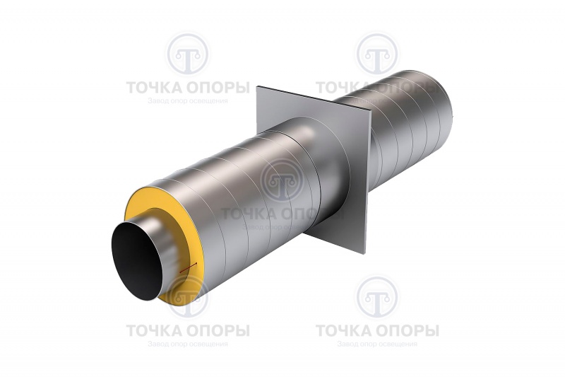 Неподвижная опора трубопроводов в ППУ изоляции с оцинкованной (ОЦ) оболочкой с металлической заглушкой изоляции