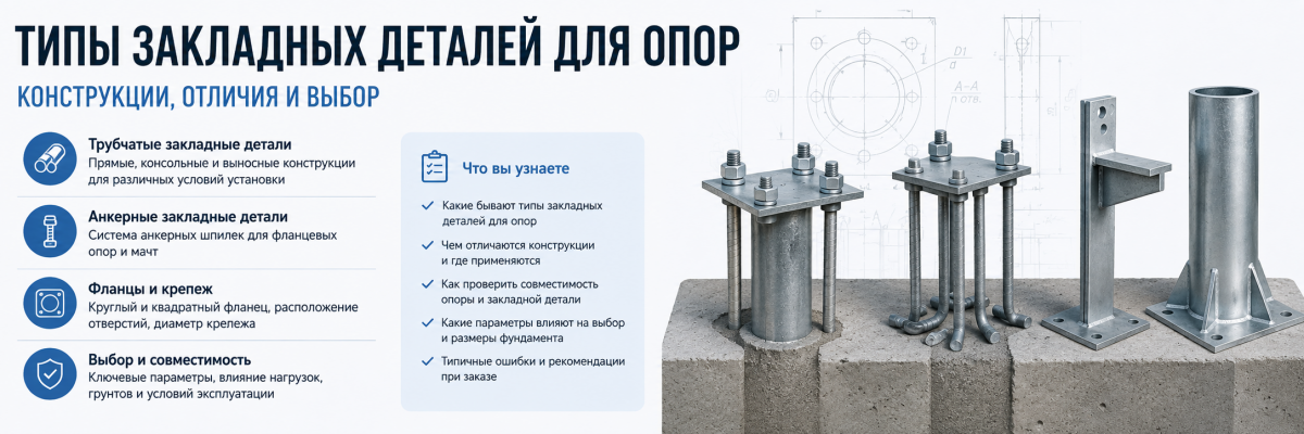 Типы закладных деталей для опор